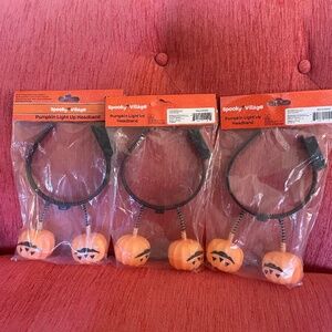 Set of 3 Pumpkin Light Up Headbands